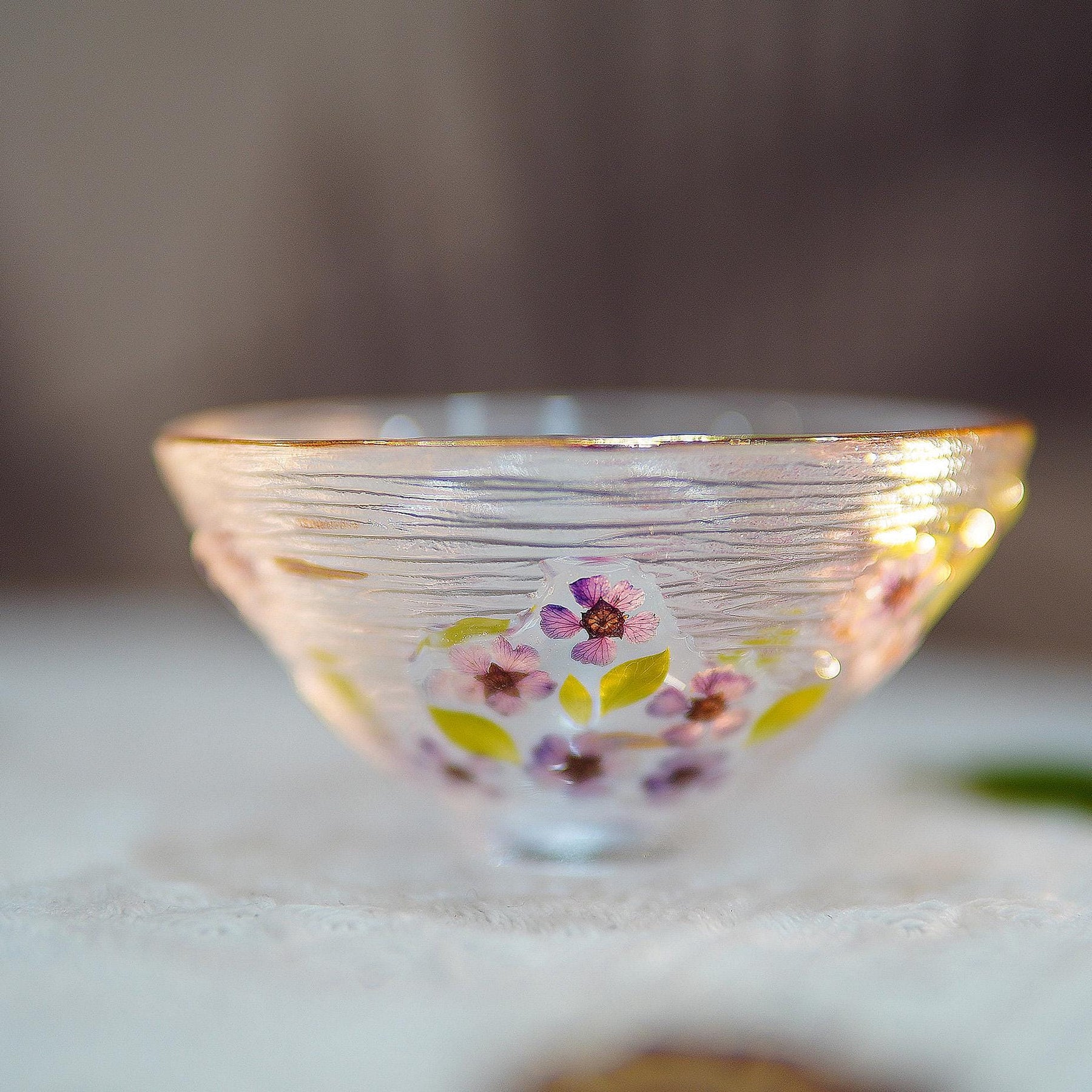 Handcrafted Gradient Pink Butterfly Glass Cup