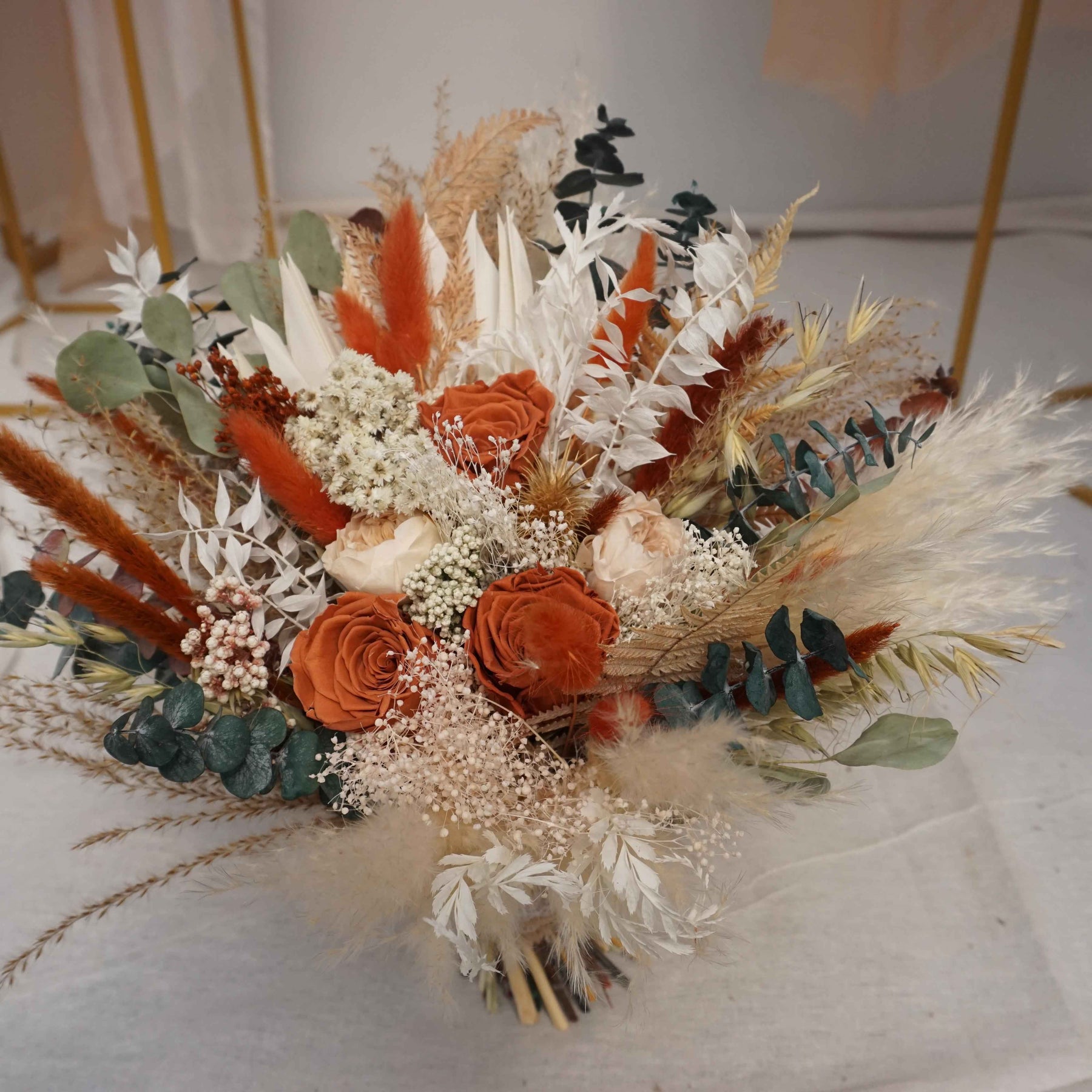Burnt Orange Boho Wedding/ Bridal flower bouquet