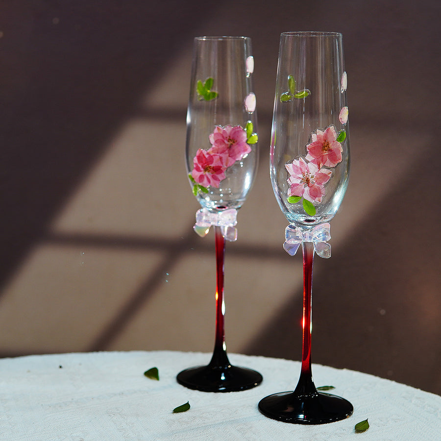 Handcrafted Glass Straw Cup with Real Pressed Flowers - Floral Reusable Tumbler 400ml