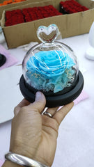 DuHouse Forever Roses Preserved Real Flowers Eternal Enchanted Rose Flower Box Gift for Valentines Birthday Anniversary Mother's Day (Tiffany Blue)
