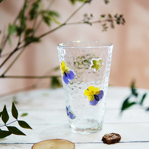 Handcrafted Premium Real-Flower Home Glass Cup