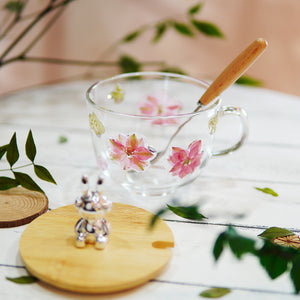 Premium Breakfast Glass Cup with Real Flowers