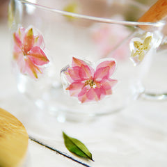 Premium Breakfast Glass Cup with Real Flowers