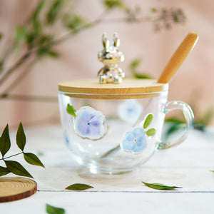 Premium Breakfast Glass Cup with Real Flowers