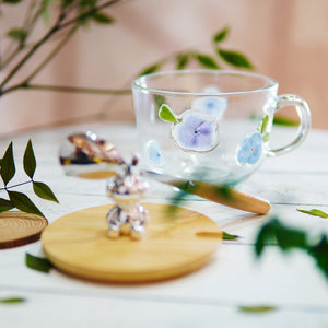 Premium Breakfast Glass Cup with Real Flowers