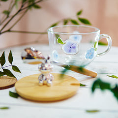 Premium Breakfast Glass Cup with Real Flowers