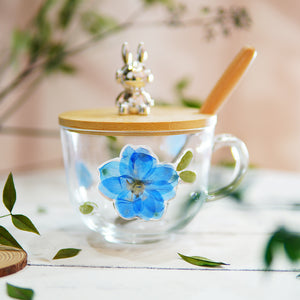 Premium Breakfast Glass Cup with Real Flowers