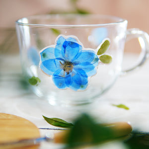 Premium Breakfast Glass Cup with Real Flowers