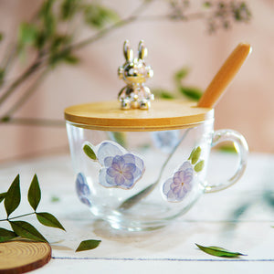 Premium Breakfast Glass Cup with Real Flowers
