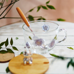 Premium Breakfast Glass Cup with Real Flowers