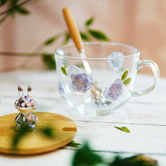 Premium Breakfast Glass Cup with Real Flowers