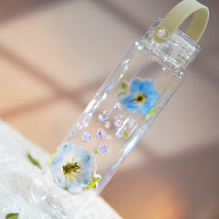 Premium Portable Glass Cup with Preserved Flowers