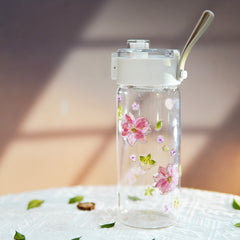 Premium Portable Glass Cup with Preserved Flowers