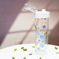 Premium Portable Glass Cup with Preserved Flowers
