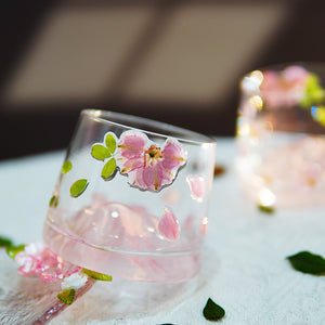 Premium Fuji Mountain Real-Flower Whiskey Glass