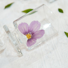 High-End Short Square Whiskey Glass with Real Flowers