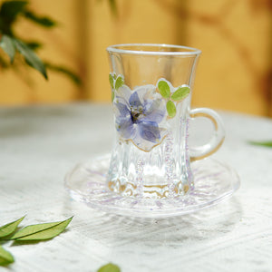 Handcrafted Floral Glass Cup with Real Preserved Flowers