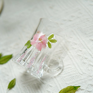Handcrafted Floral Glass Cup with Real Preserved Flowers