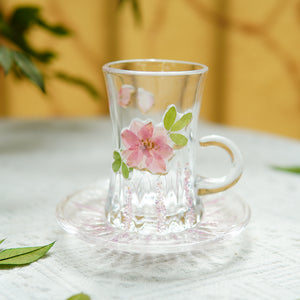 Handcrafted Floral Glass Cup with Real Preserved Flowers