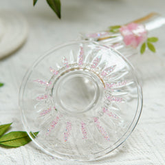 Handmade Beaded-Handle Real-Flower Luxury Glass Cup