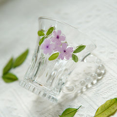 Handmade Beaded-Handle Real-Flower Luxury Glass Cup