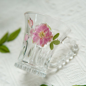 Handcrafted Floral Glass Cup with Real Preserved Flowers