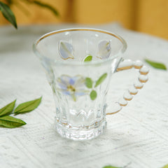Handmade Beaded-Handle Real-Flower Luxury Glass Cup