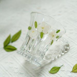 Handcrafted Floral Glass Cup with Real Preserved Flowers