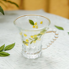 Handmade Beaded-Handle Real-Flower Luxury Glass Cup