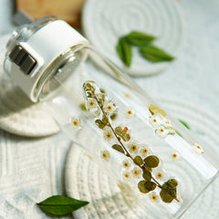 Premium Portable Glass Cup with Preserved Flowers