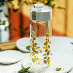 Premium Portable Glass Cup with Preserved Flowers