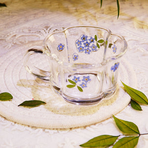 Handcrafted Pressed-Flower Relief Glass Coffee Cup Saucer