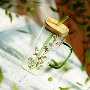 High-End Square Straw Cup with Preserved Flowers