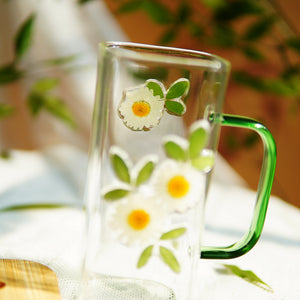 High-End Square Straw Cup with Preserved Flowers