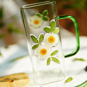 High-End Square Straw Cup with Preserved Flowers