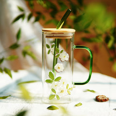High-End Square Straw Cup with Preserved Flowers