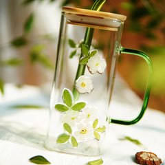 High-End Square Straw Cup with Preserved Flowers