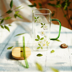 High-End Square Straw Cup with Preserved Flowers