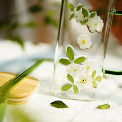 High-End Square Straw Cup with Preserved Flowers