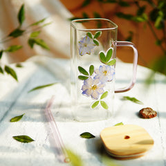 High-End Square Straw Cup with Preserved Flowers