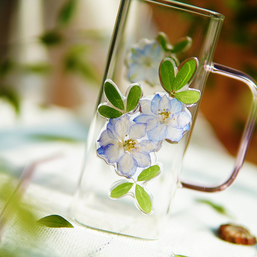 High-End Square Straw Cup with Preserved Flowers