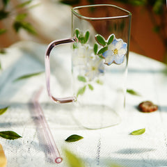 High-End Square Straw Cup with Preserved Flowers