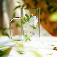 High-End Square Straw Cup with Preserved Flowers