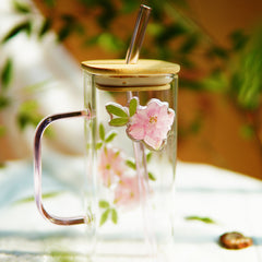 High-End Square Straw Cup with Preserved Flowers