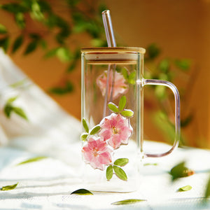 High-End Square Straw Cup with Preserved Flowers
