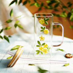 High-End Square Straw Cup with Preserved Flowers