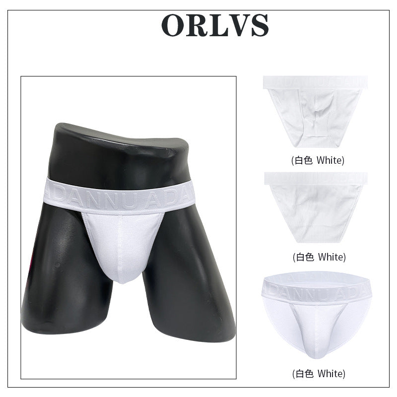 ADANNU Solid Color Threaded Cotton High Fork Briefs Sexy Low Rise Bulge Bag Fashion Trend Breathable AD768