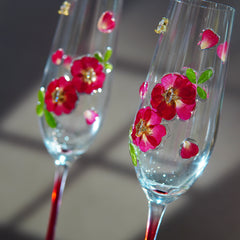 Handcrafted Glass Straw Cup with Real Pressed Flowers - Floral Reusable Tumbler 400ml