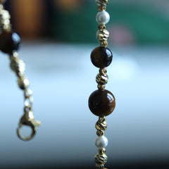 Tiger Eye Necklace, Shell Beads Necklace, Natural Stone Beaded Necklace, Boho Chic Jewelry, Healing Crystal Necklace, Unique Gift