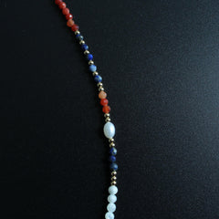 Lapis Lazuli Necklace，Horseshoe Snail Freshwater Pearl & Agate Jewelry，Boho Layered Pendant，Handmade Gemstone Gift